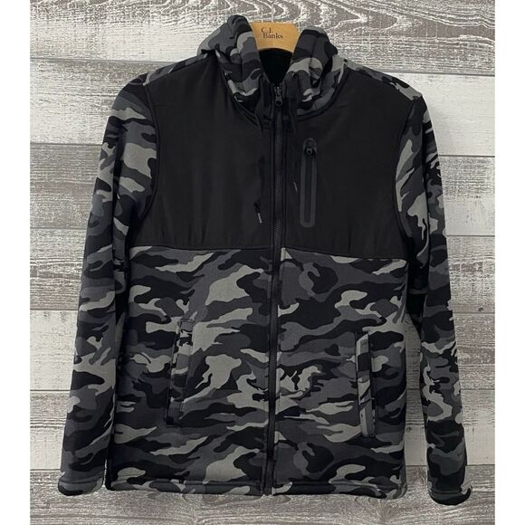 URBAN PIPELINE Men’s Camo Print Hooded Jacket, Size M, Fur Lined, Full Zip - Picture 1 of 8